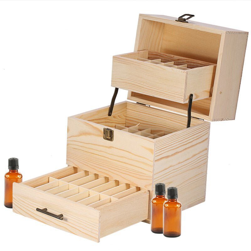 Boîte de rangement en bois à 3 niveaux pour vos huiles essentielles